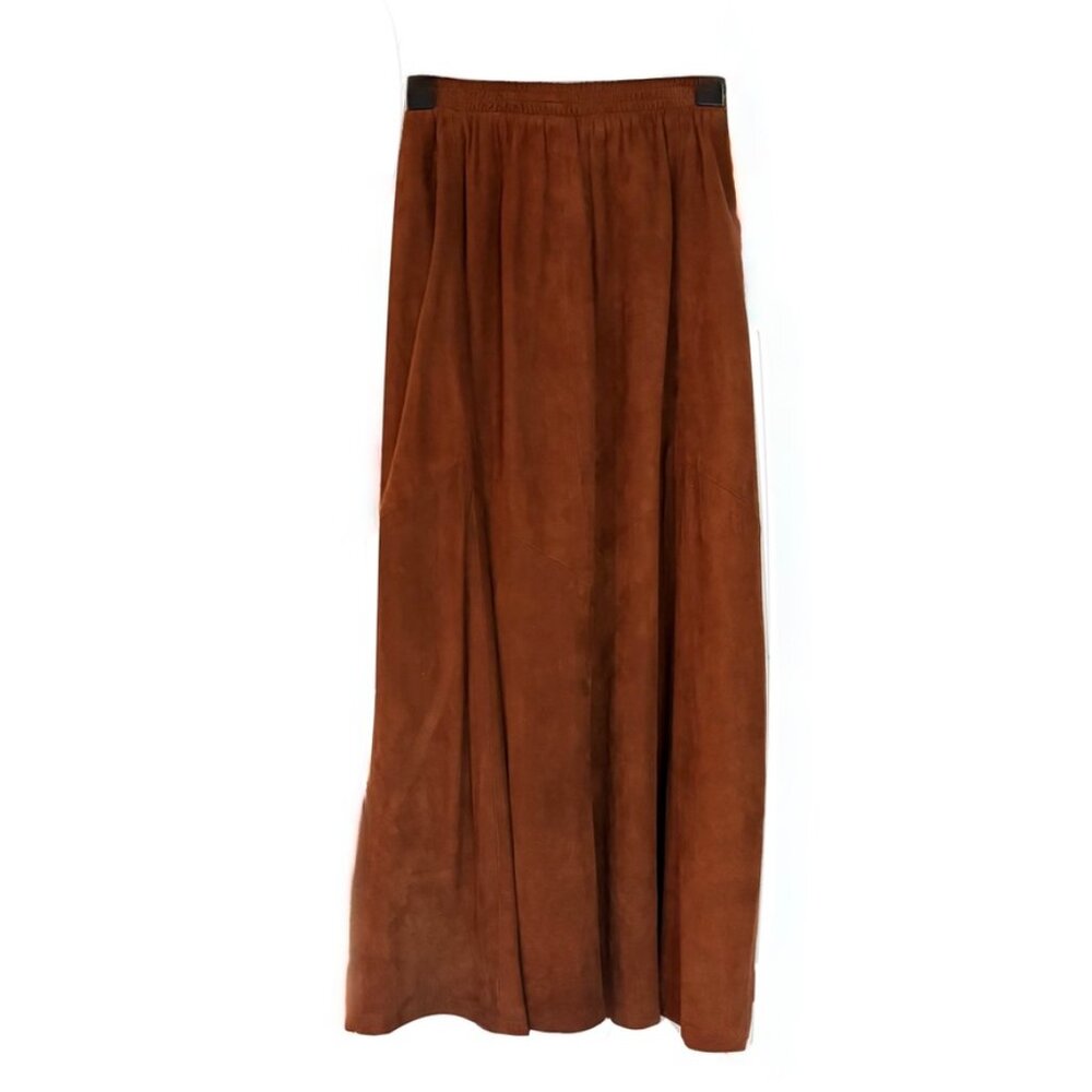 J.McLaughlin Real Suede Midi Skirt Boho A-line Western Flare Women's S Vintage - Picture 6 of 9